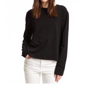 NEW PATRICK ASSARAF long sleeve iconic boyfriend crew tee in black